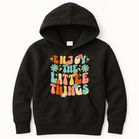 Enjoy The Little Things Positive Sayings Groovy Retro  Kids Hoodie