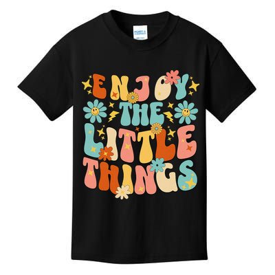 Enjoy The Little Things Positive Sayings Groovy Retro  Kids T-Shirt