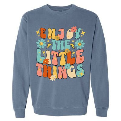 Enjoy The Little Things Positive Sayings Groovy Retro  Garment-Dyed Sweatshirt