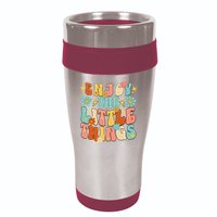 Enjoy The Little Things Positive Sayings Groovy Retro  16oz Travel Tumbler