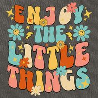 Enjoy The Little Things Positive Sayings Groovy Retro  Cotton Canvas Backpack