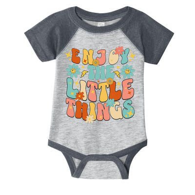 Enjoy The Little Things Positive Sayings Groovy Retro  Infant Baby Jersey Bodysuit
