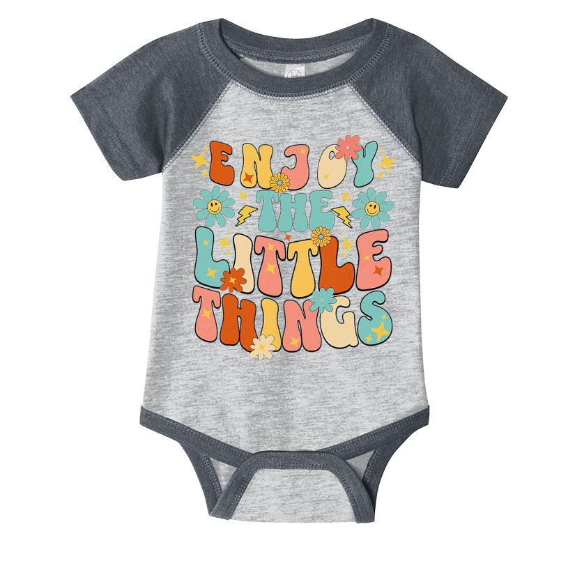 Enjoy The Little Things Positive Sayings Groovy Retro  Infant Baby Jersey Bodysuit