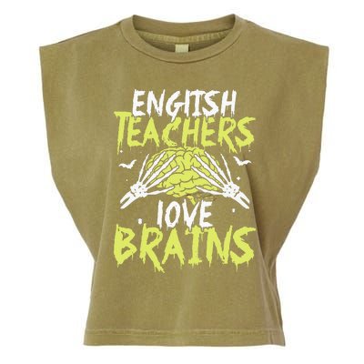 English Teachers Love Brains Funny Halloween party Garment-Dyed Women's Muscle Tee