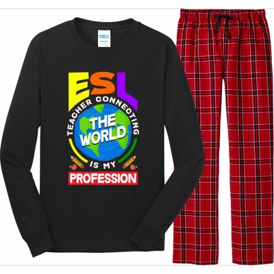 Esl Teacher Linguist Multilingual Teaching Profession Great Gift Long Sleeve Pajama Set