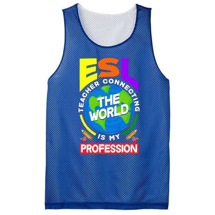 Esl Teacher Linguist Multilingual Teaching Profession Great Gift Mesh Reversible Basketball Jersey Tank