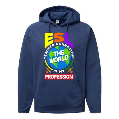 Esl Teacher Linguist Multilingual Teaching Profession Great Gift Performance Fleece Hoodie