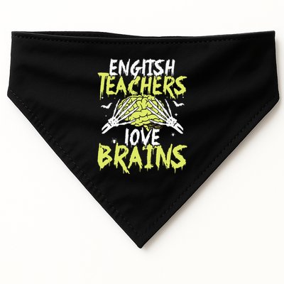 English Teachers Love Brains Funny Halloween Teacher USA-Made Doggie Bandana
