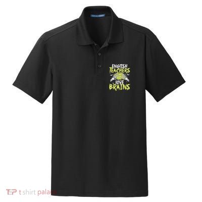English Teachers Love Brains Funny Halloween Teacher Dry Zone Grid Polo