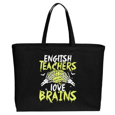 English Teachers Love Brains Funny Halloween Teacher Cotton Canvas Jumbo Tote