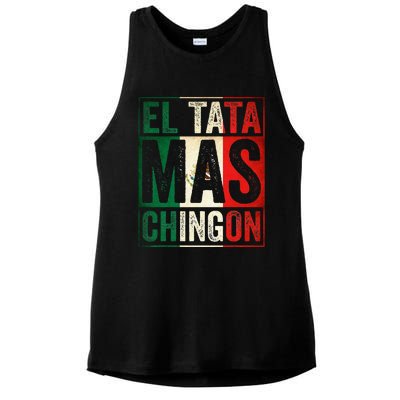 El Tata Mas Chingon Funny Grandpa Mexican Flag Spanish Dad Ladies PosiCharge Tri-Blend Wicking Tank