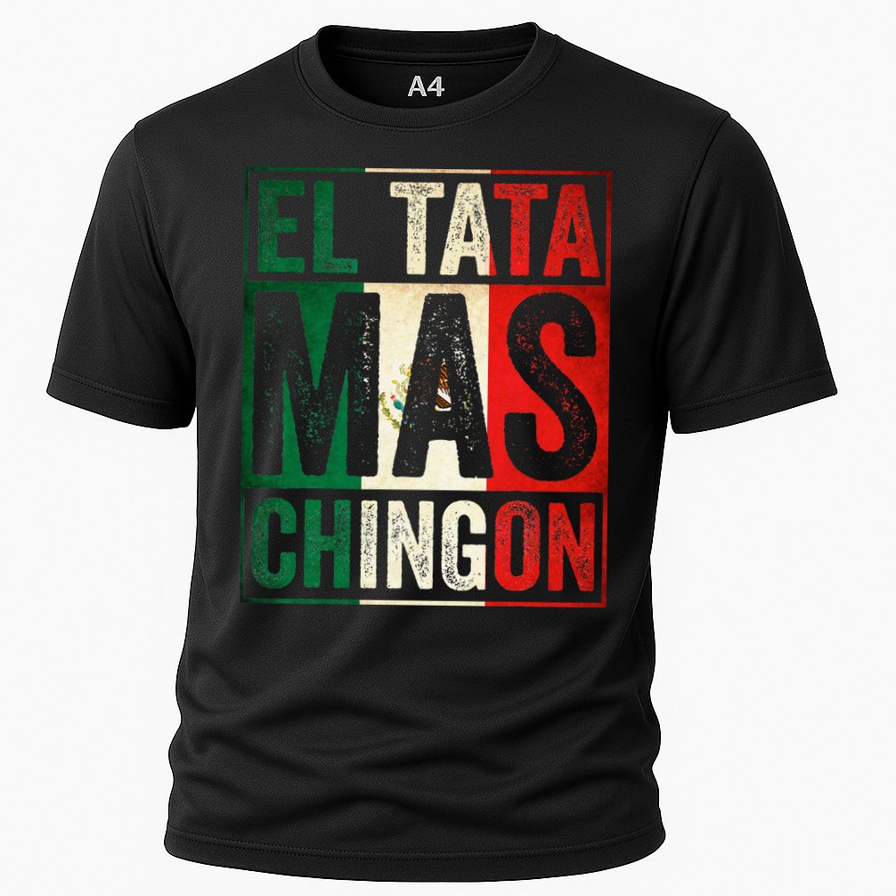 El Tata Mas Chingon Funny Grandpa Mexican Flag Spanish Dad Cooling Performance Crew T-Shirt