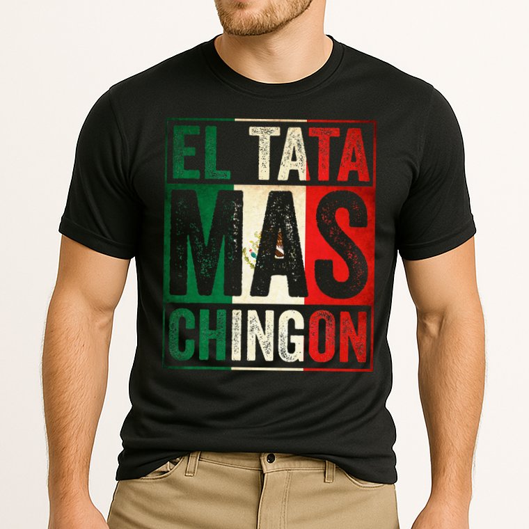 El Tata Mas Chingon Funny Grandpa Mexican Flag Spanish Dad Cooling Performance Crew T-Shirt