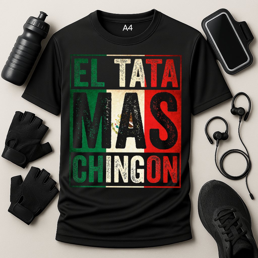 El Tata Mas Chingon Funny Grandpa Mexican Flag Spanish Dad Cooling Performance Crew T-Shirt