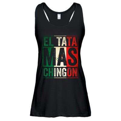 El Tata Mas Chingon Funny Grandpa Mexican Flag Spanish Dad Ladies Essential Flowy Tank