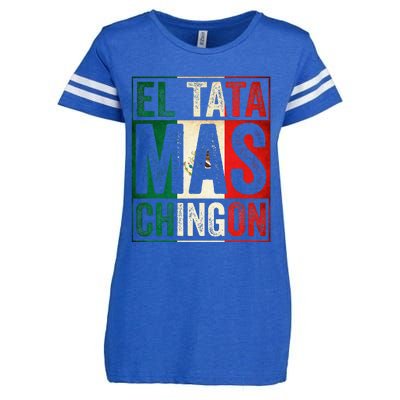 El Tata Mas Chingon Funny Grandpa Mexican Flag Spanish Dad Enza Ladies Jersey Football T-Shirt