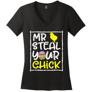 Easter Toddlers Mr Steal Your Funny Spring Humor Women's V-Neck T-Shirt