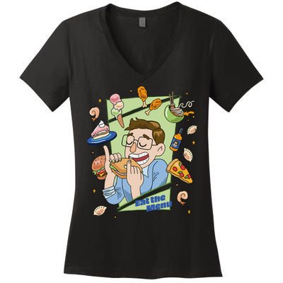 Eat The Menu KeithS Food Bounty Women's V-Neck T-Shirt