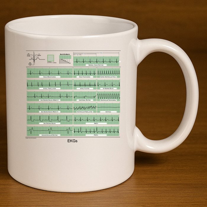 EKG Training Mug 11oz C Handle Ceramic Mug
