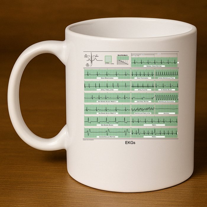 EKG Training Mug 11oz C Handle Ceramic Mug
