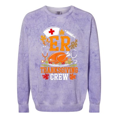 Er Thanksgiving Nurse Crew Emergency Room Icu Er Nicu Funny Colorblast Crewneck Sweatshirt