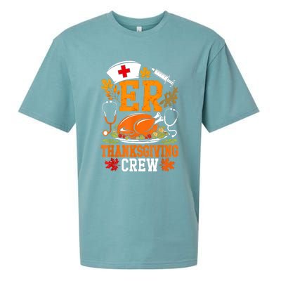 Er Thanksgiving Nurse Crew Emergency Room Icu Er Nicu Funny Sueded Cloud Jersey T-Shirt