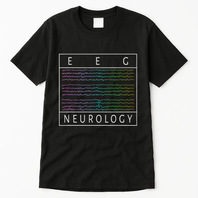Eeg Technologist Neurology Colorful Brain Waves Eeg Tall T-Shirt