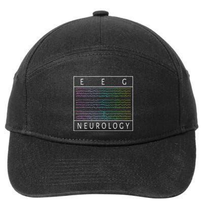 Eeg Technologist Neurology Colorful Brain Waves Eeg 7-Panel Snapback Hat