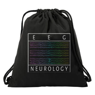 Eeg Technologist Neurology Colorful Brain Waves Eeg Drawstring Bag