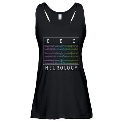 Eeg Technologist Neurology Colorful Brain Waves Eeg Ladies Essential Flowy Tank