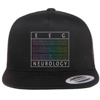 Eeg Technologist Neurology Colorful Brain Waves Eeg Flat Bill Trucker Hat