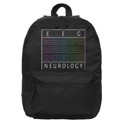 Eeg Technologist Neurology Colorful Brain Waves Eeg 16 in Basic Backpack