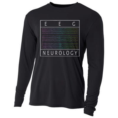 Eeg Technologist Neurology Colorful Brain Waves Eeg Cooling Performance Long Sleeve Crew