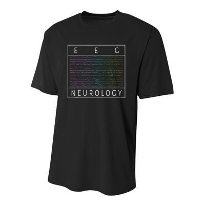 Eeg Technologist Neurology Colorful Brain Waves Eeg Youth Performance Sprint T-Shirt