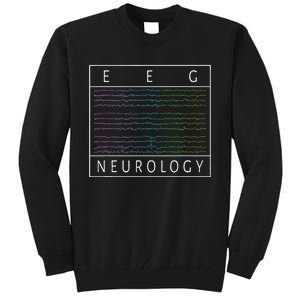 Eeg Technologist Neurology Colorful Brain Waves Eeg Tall Sweatshirt