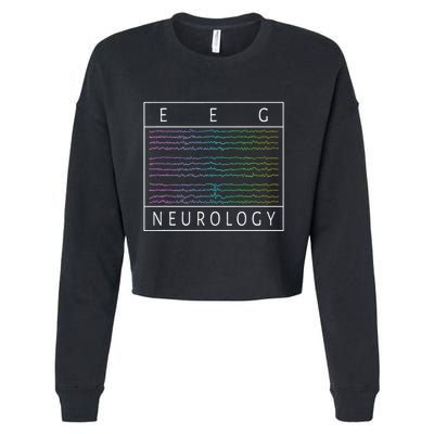 Eeg Technologist Neurology Colorful Brain Waves Eeg Cropped Pullover Crew