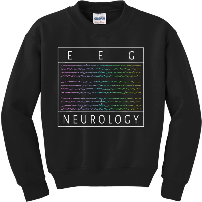 Eeg Technologist Neurology Colorful Brain Waves Eeg Kids Sweatshirt