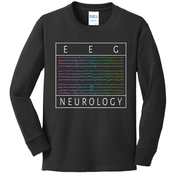 Eeg Technologist Neurology Colorful Brain Waves Eeg Kids Long Sleeve Shirt