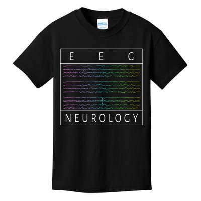 Eeg Technologist Neurology Colorful Brain Waves Eeg Kids T-Shirt