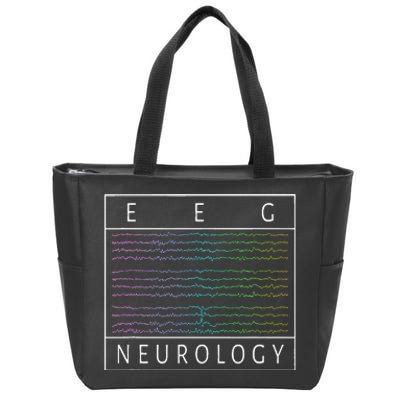 Eeg Technologist Neurology Colorful Brain Waves Eeg Zip Tote Bag