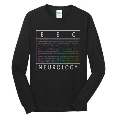 EEG Technologist Neurology Colorful Brain Waves EEG Tall Long Sleeve T-Shirt