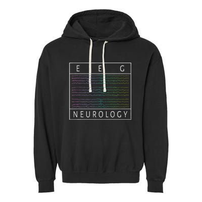 Eeg Technologist Neurology Colorful Brain Waves Eeg Garment-Dyed Fleece Hoodie