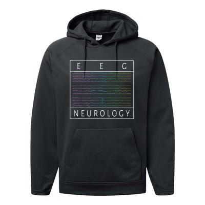 Eeg Technologist Neurology Colorful Brain Waves Eeg Performance Fleece Hoodie