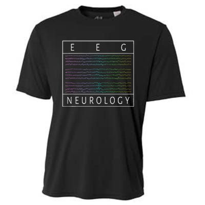 Eeg Technologist Neurology Colorful Brain Waves Eeg Cooling Performance Crew T-Shirt