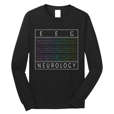 Eeg Technologist Neurology Colorful Brain Waves Eeg Long Sleeve Shirt