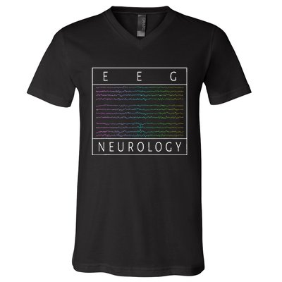 Eeg Technologist Neurology Colorful Brain Waves Eeg V-Neck T-Shirt