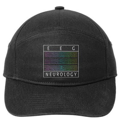 Eeg Technologist Neurology Colorful Brain Waves Eeg 7-Panel Snapback Hat