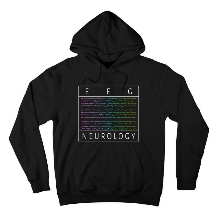 Eeg Technologist Neurology Colorful Brain Waves Eeg Tall Hoodie