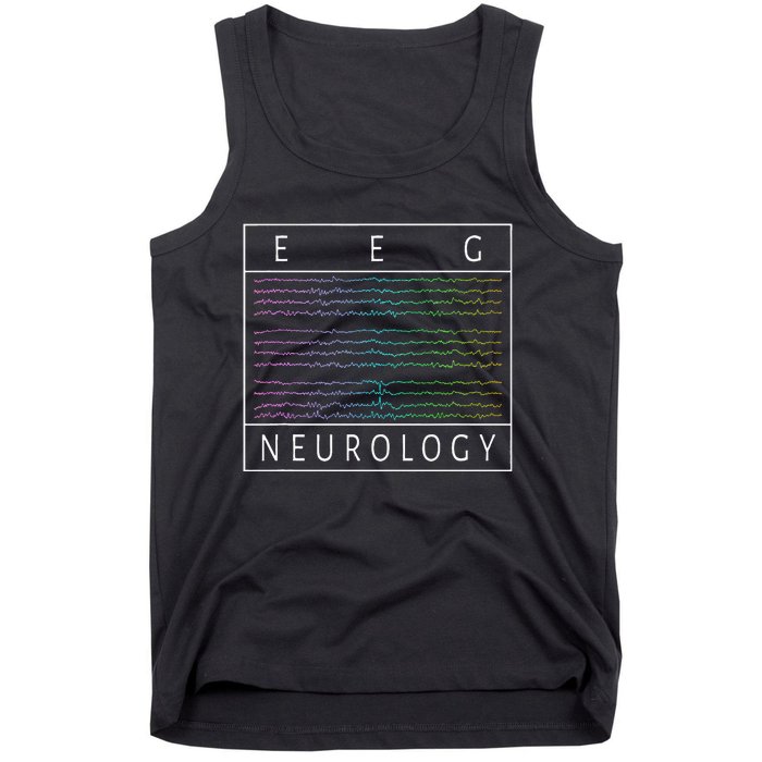 Eeg Technologist Neurology Colorful Brain Waves Eeg Tank Top