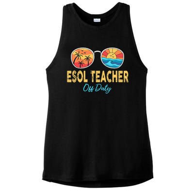 ESOL Teacher Off Duty Happy Last Day Of School Summer Ladies PosiCharge Tri-Blend Wicking Tank